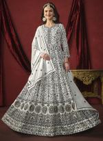 Faux Georgette White Wedding Wear Digital Printed Anarkali Suit